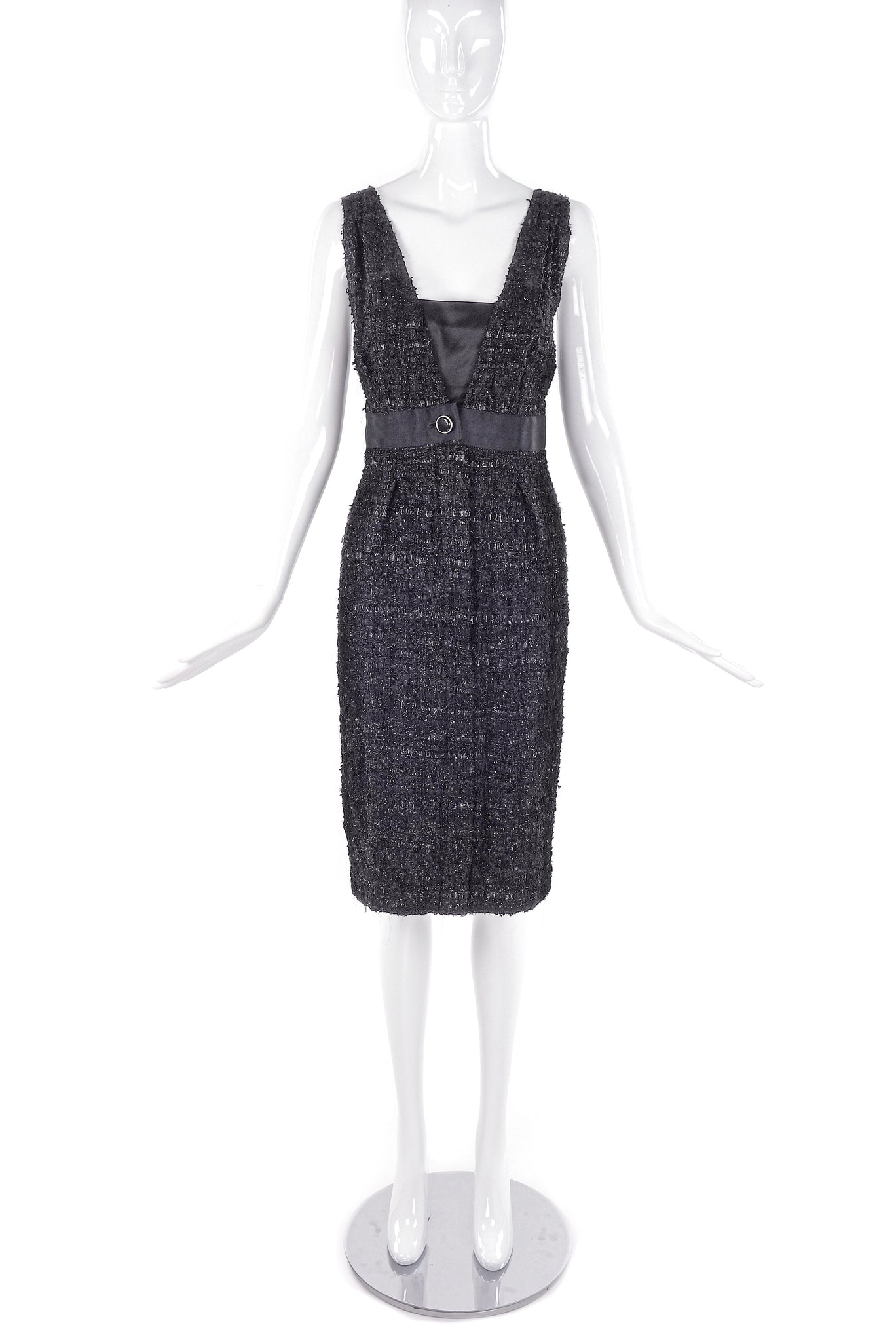 Chanel Blue Tweed A-Line Short Dress L For Sale at 1stDibs