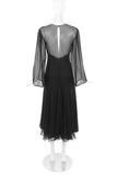 Vicky Tiel Black Chiffon Caftan Sleeve "Elizabeth Taylor" Evening Dress with Rhinestones - BOUTIQUE PURCHASE PRICE