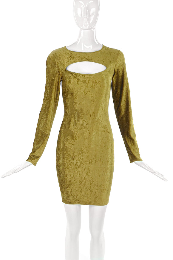 Norma Kamali Golden Yellow Velvet Mini Dress - BOUTIQUE PURCHASE PRICE PaumLosAngeles Norma Kamali Golden Yellow Velvet Mini Dress - BOUTIQUE PURCHASE PRICE PaumLosAngeles
