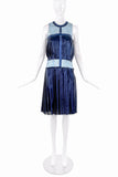 Rodarte Metallic Blue Pleated Dress