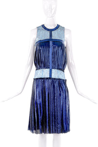 Rodarte Metallic Blue Pleated Dress