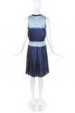 Rodarte Metallic Blue Pleated Dress