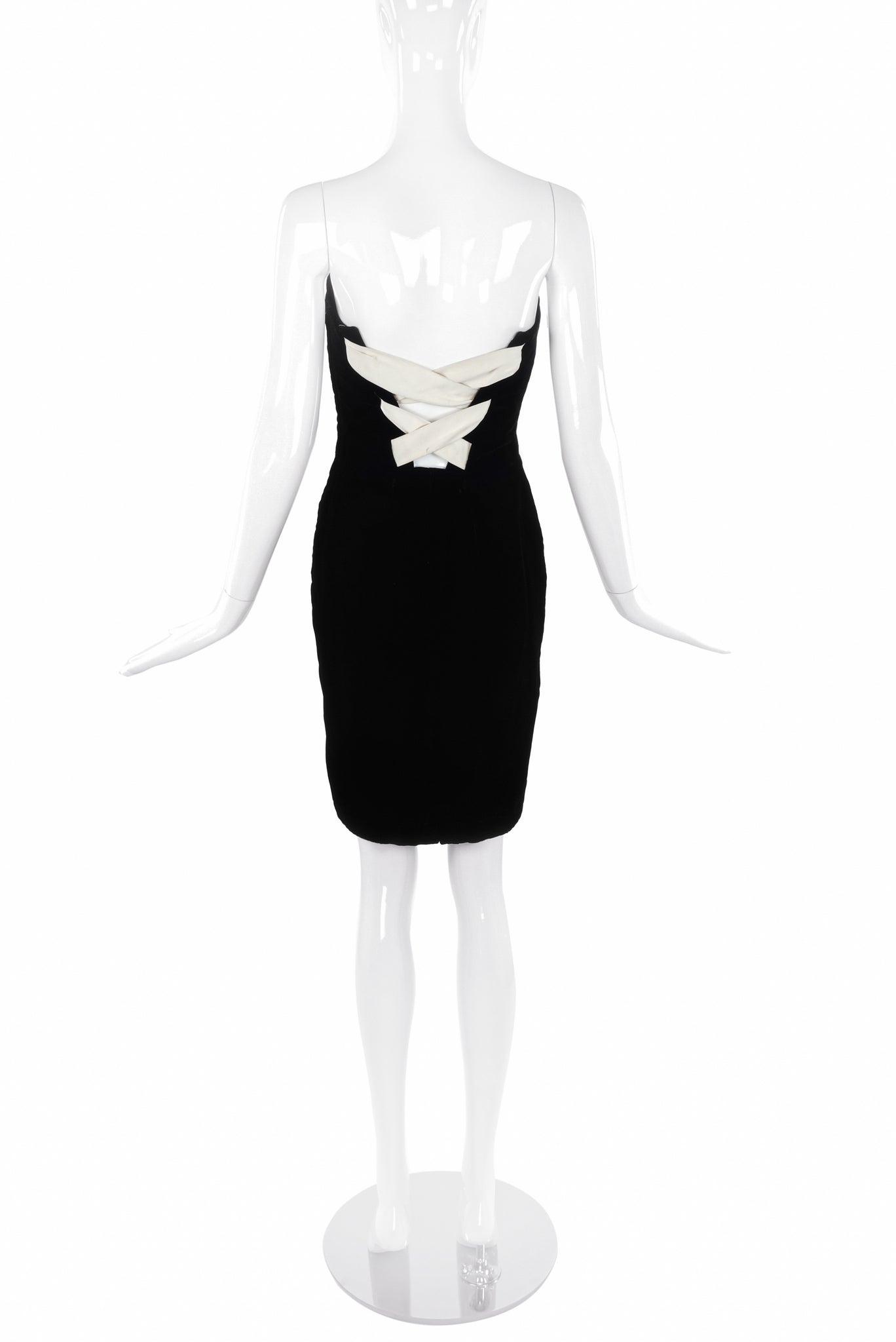 Thierry Mugler Black Velvet Horn Bodice Cocktail Dress PaumLosAngeles Thierry Mugler Black Velvet Horn Bodice Cocktail Dress PaumLosAngeles