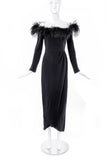 Valentino Night Black Cocktail Dress with Feather Neckline Gown