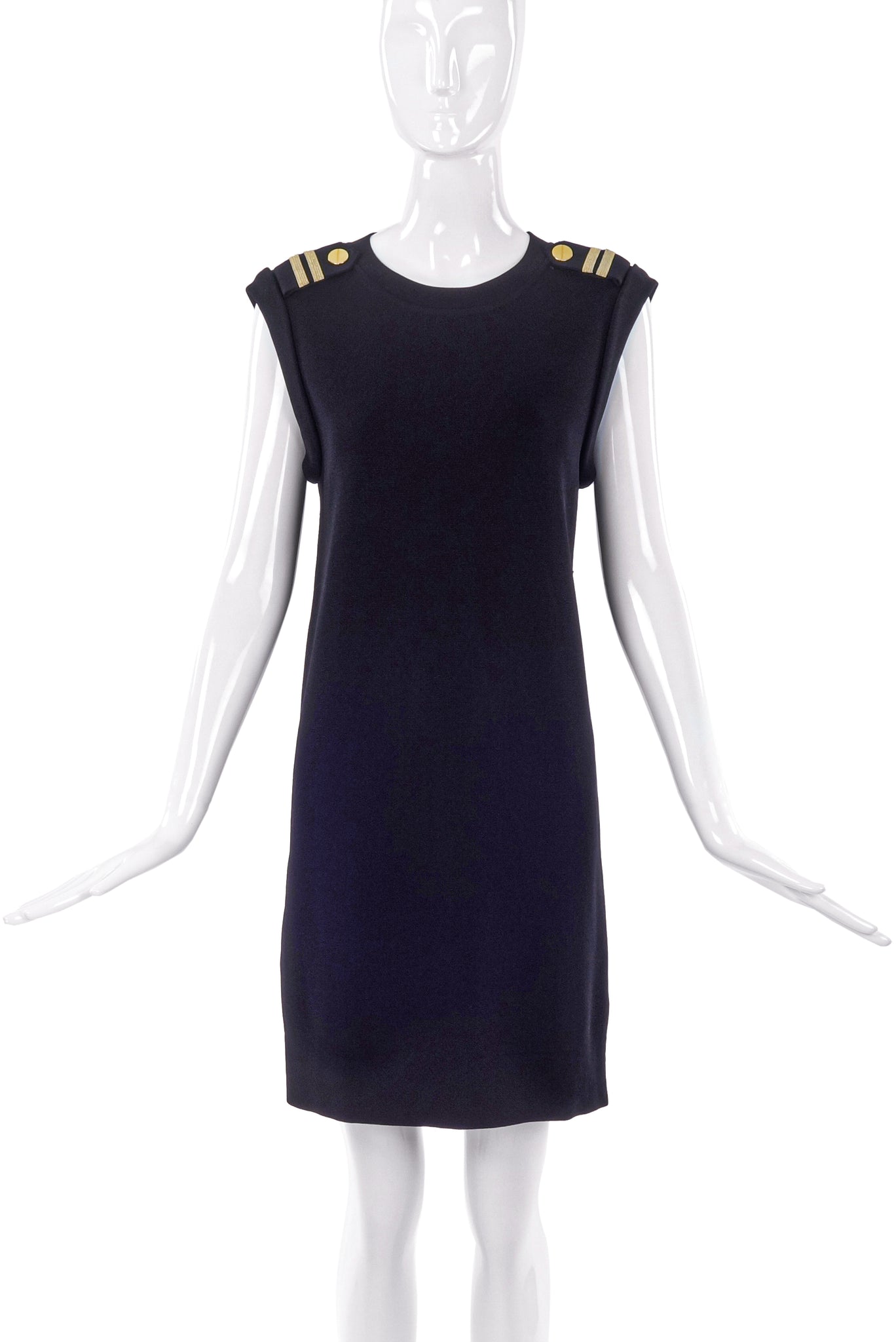 Neil Barrett Black Sweater Dress with Epaulet Shoulder Details - BOUTI PaumLosAngeles Neil Barrett Black Sweater Dress with Epaulet Shoulder Details - BOUTI PaumLosAngeles