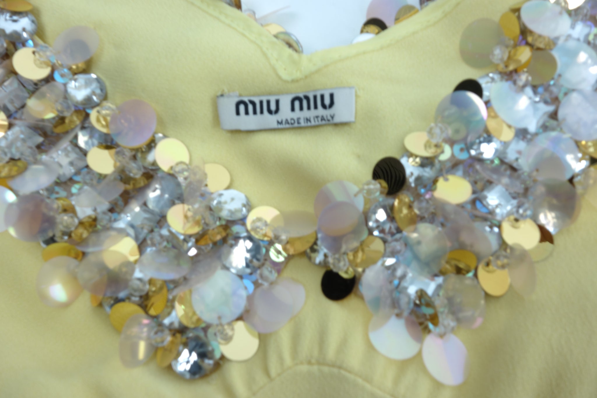 Miu Miu Yellow Top and Skirt Set with Embellishment SS2004