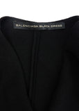 Balenciaga Black Silk Crepe Dress with Waist Ruche Details
