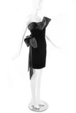 Givenchy Nouvelle Black Velvet Cocktail Dress with a Silk Taffeta Ruffle and Bow Details