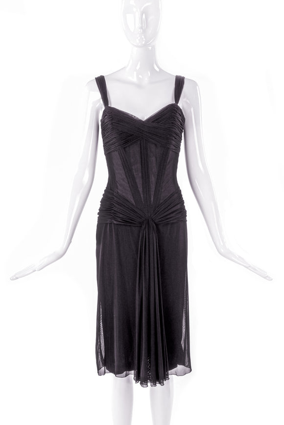 Vicky Tiel Black Chiffon Ruched Corset Pretty Woman Cocktail Dress Vicky Tiel Black Chiffon Ruched Corset Pretty Woman Cocktail Dress