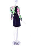 Leonard Black with Pink and Green Floral Print Dress - BOUTIQUE PURCHASE PRICE