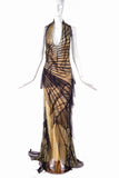 Roberto Cavalli Yellow with Black Tulle "Courtney Love" Dress Gown Spring Summer 2001 Runway