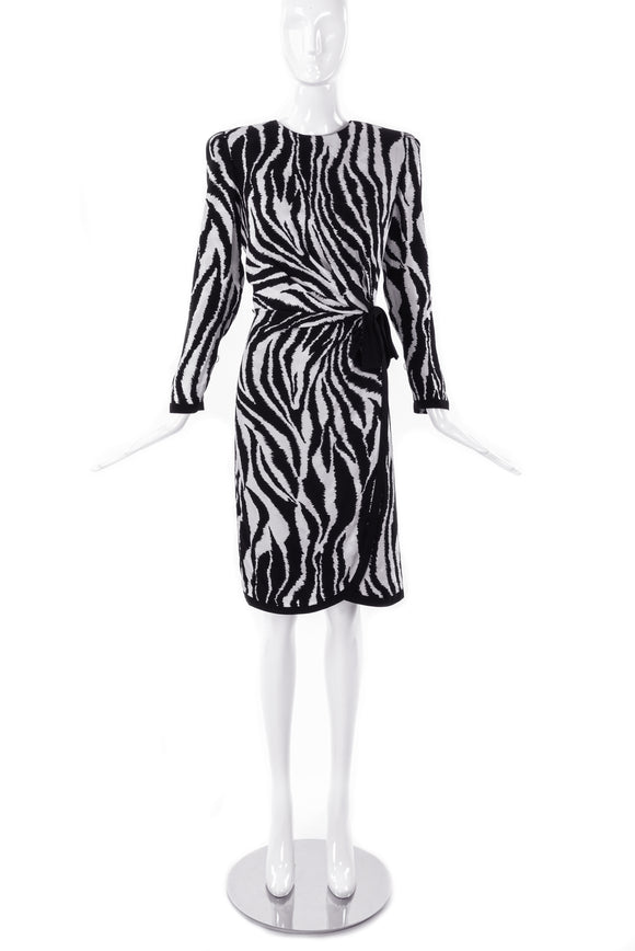 Louis Féraud Black and White Zebra Print Dynasty Dress - BOUTIQUE PURCHASE PRICE