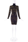 Vintage Black and Gold Lurex Zebra Tiger Print Sweater Dress