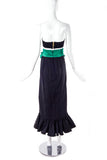 Valentino Night Black Satin Ruffle Skirt with Emerald Satin Bow
