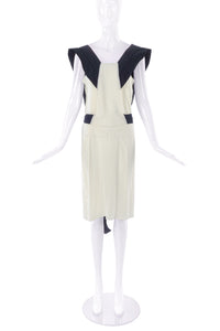 Miu Miu Cream Shift Dress with Black Structured Shoulder Details SS2006 - BOUTIQUE PURCHASE PRICE