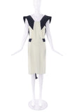 Miu Miu Cream Shift Dress with Black Structured Shoulder Details SS2006 - BOUTIQUE PURCHASE PRICE