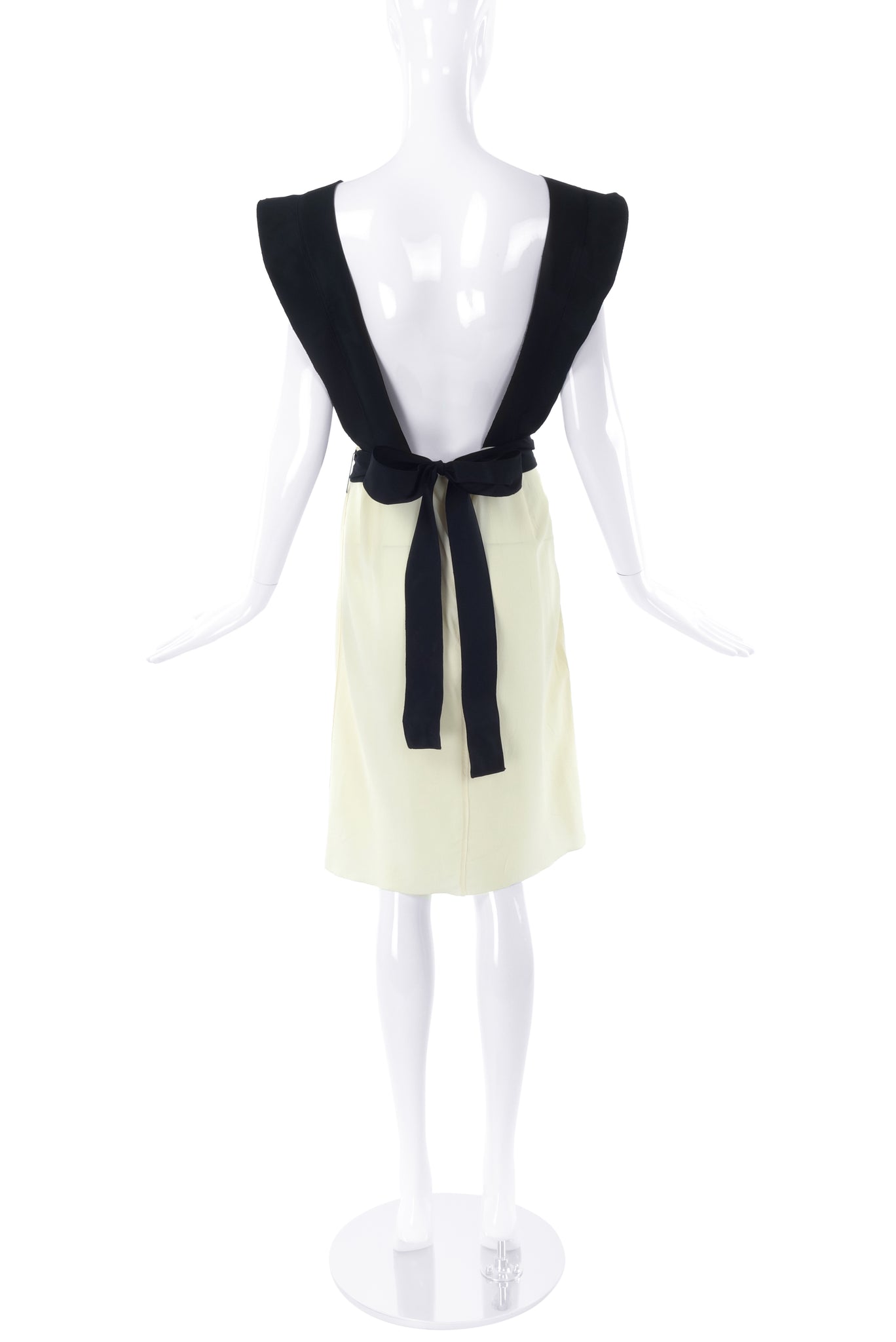 Miu Miu Cream Shift Dress with Black Structured Shoulder Details SS200 PaumLosAngeles Miu Miu Cream Shift Dress with Black Structured Shoulder Details SS200 PaumLosAngeles