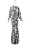 Céline Black and Ivory Abstract Animal Print Wide Leg Trouser