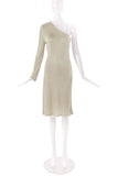 Gucci by Tom Ford Beige Silk Jersey One Shoulder "Naked" Dress with Gucci Corset Belt