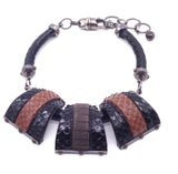 Lanvin "Safari" Black and Brown Snakeskin Necklace