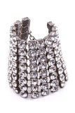 Fausto Puglisi Silver Crystal Diamond Extra Wide Cuff Bracelet