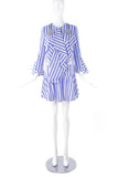 Francesco Scognamiglio Blue and White Cotton Day Dress with Crystal and Pearl Star Details - BOUTIQUE PURCHASE PRICE