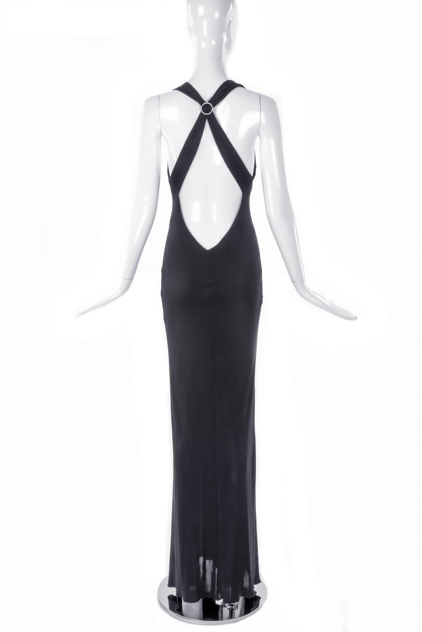 Versus by Gianni Versace Black Bias Cut Gown Dress with Diamond Buckle – PauméLosAngeles