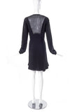 Balenciaga Black Silk Crepe Long Sleeve Dress with Satin Tier Detail