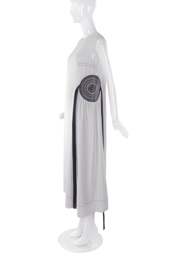 Loewe White Creme Linen Dress with Circular Leather Stencil Detail and – PauméLosAngeles Loewe White Creme Linen Dress with Circular Leather Stencil Detail and – PauméLosAngeles