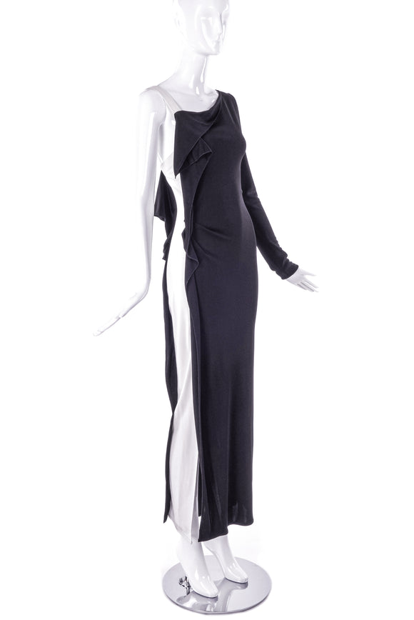 Vionnet Two Tone Black & White One Sleeve  Gown Dress