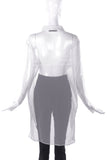 Christopher Kane White Oversized Sheer Button- Up Shirt Blouse with Bow - BOUTIQUE PURCHASE PRICE