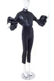 Boudicca Black Shine "Trash Bag" Shirt Blouse with Sculptural Balloon Sleeve FW2005
