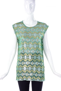 Lanvin Green and Gold Lamé Textured Tunic SS2014 - BOUTIQUE PURCHASE PRICE