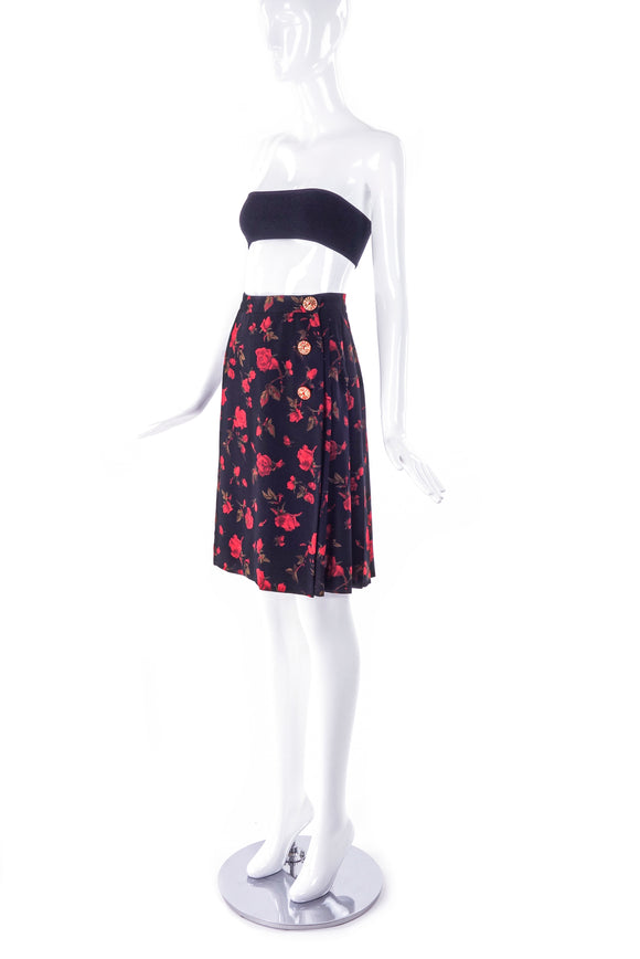 Yves Saint Laurent Rose Print Wrap Skirt - BOUTIQUE PURCHASE PRICE