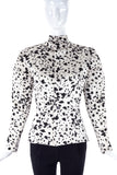 Pauline Trigère Black and White Satin Fitted Blouse - BOUTIQUE PURCHASE PRICE