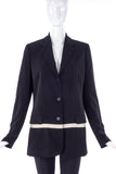 Helmut Lang Black Suit Blazer Jacket with Ivory Stripe SS1997