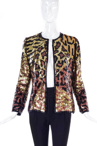 Vintage Sequin Ombre Patchwork Tiger Cheetah Leopard Rock Star Jacket