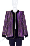 Vintage Purple Velvet with Gold Lurex Stripes Goldmine Jacket