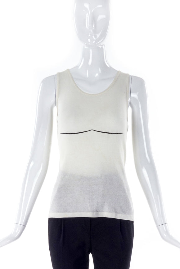 Helmut Lang Ribbed Tank Top with Graphic Boob Accent Line