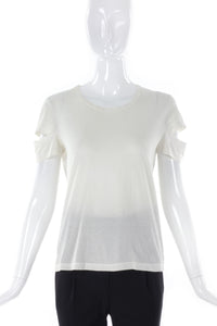 Helmut Lang White Cut-Out Detail Sleeve T-shirt