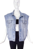 Versace Jeans Couture Oversized Denim Vest with Silver Medusa Buttons - BOUTIQUE PURCHASE PRICE