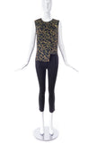 Versus by Versace Gold Medusa Safety Pin Military Leopard Top - BOUTIQUE PURCHASE PRICE