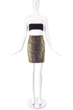 Saint Laurent Paris Gold Lurex Brocade Leopard Print Pencil Skirt SS2014 - BOUTIQUE PURCHASE PRICE