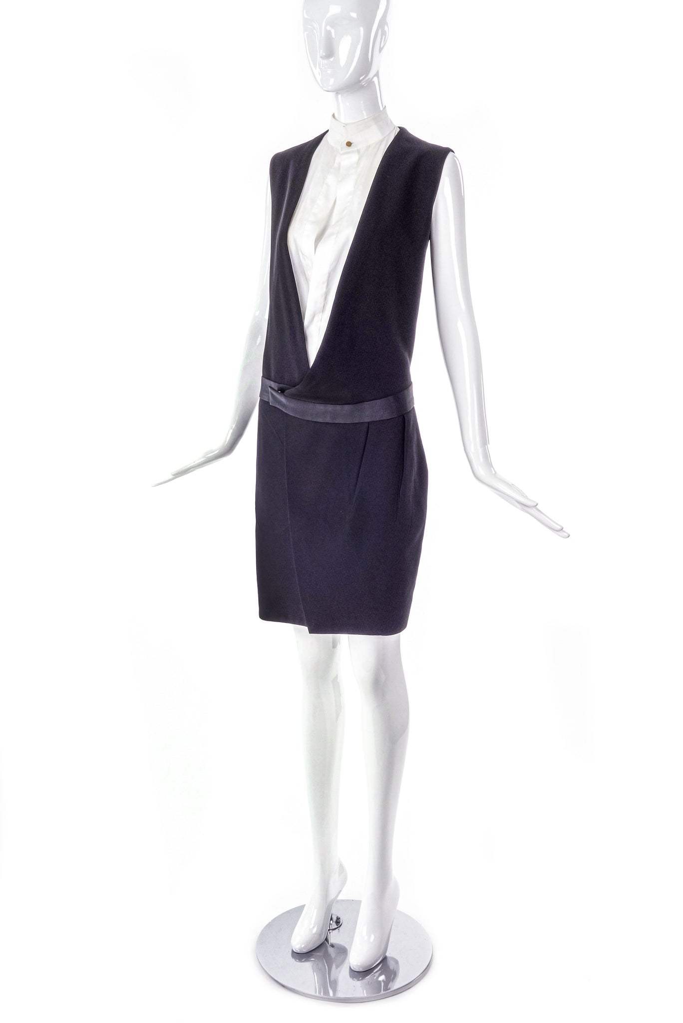 celine black and white dress Celine Dot Slip Dress with Lace Trim L / Ivory Black dots