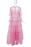 Staud Pale Pink Tiered Chiffon MuMu Gown with Matching Slip Dress