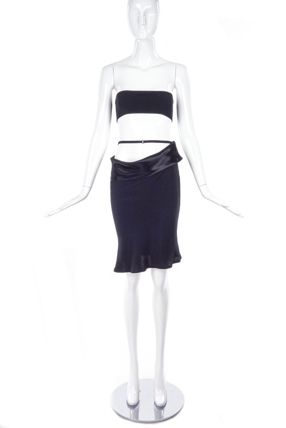 Ann Demeulemeester Satin Crepe Asymmetrical Skirt with Waist Tie - BOUTIQUE PURCHASE PRICE