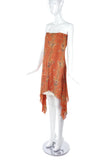 John Galliano Orange Bohemian Print Strapless Dress - BOUTIQUE PURCHASE PRICE