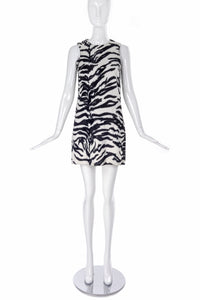 Versace Jeans Couture "Teddy" Black and White Tiger Zebra Print Shift Dress