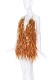 Courrèges Body Chain Top with Orange Feathers