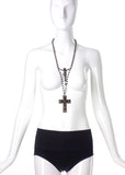 Jean Paul Gaultier Enamel Crucifix Rosary Cross 90's Runway Necklace